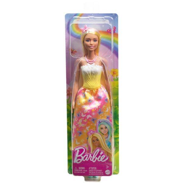 Imagem de Boneca Articulada Barbie Realeza Vestido dos Sonhos Amarelo Com Saia Estampada Removível - Magia do Arco-Íris - Mattel