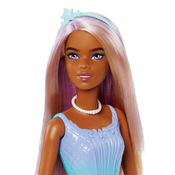 Imagem de Boneca Articulada Barbie Realeza Vestido dos Sonhos Azul Com Saia Estampada Removível - Magia do Arco-Íris - Mattel