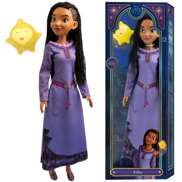 Imagem de Boneca Asha Com Mascote Estrela Infantil Disney Filme Wish Articulada 55cm Em Vinil Original Baby Brink