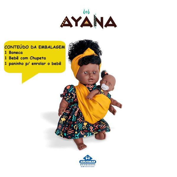 Imagem de Boneca Ayana Com Roupinha Estilo Africano E Bebe