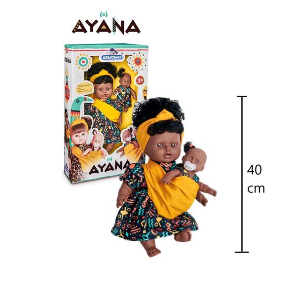 Imagem de Boneca Ayana Mãe Filha Negra Coleção + Bolsinha Maternidade