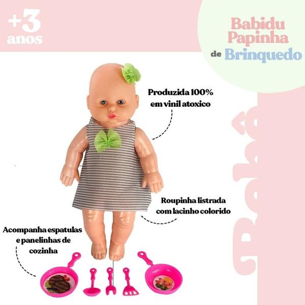 Imagem de Boneca Babidu Papinha com Acessórios de Cozinha Rosa Menina