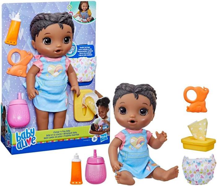 Imagem de Boneca Baby Alive De Cabelos Preto Fraldinha Divertida - Bebe E Faz Xixi - Hasbro F4152