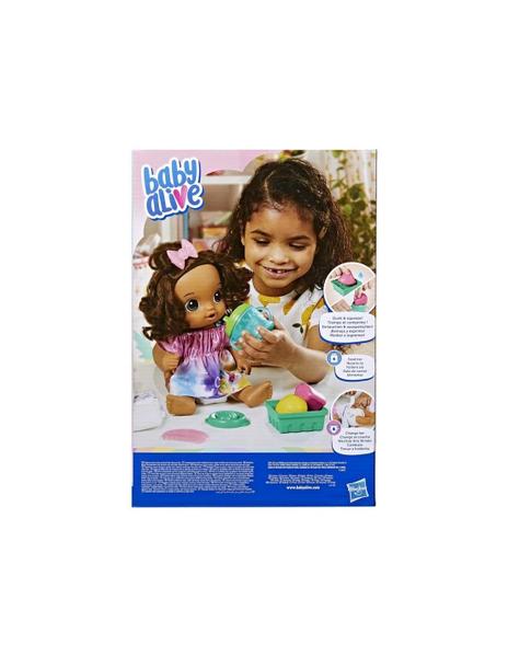 Imagem de Boneca Baby Alive Fruity Sips, limão, brinquedos para meninas de 3 anos, conjunto de bonecas de 12 polegadas, bebidas e molhos, espremedor Pretend, crianças de 3 anos ou mais, cabelo castanho