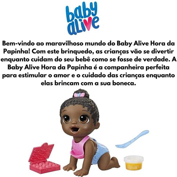 Imagem de Boneca Baby Alive Hora Da Papinha Com Acessórios Negra F2619 - Hasbro