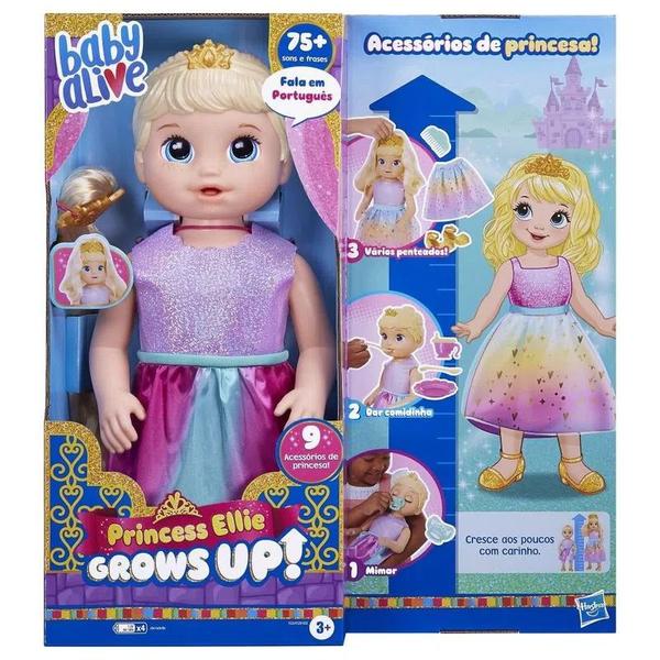 Imagem de Boneca Baby Alive Princesa Ellie Grows Up Loira -  Cresce C/ Carinho, 75 Sons e Frases em Portugues - Hasbro