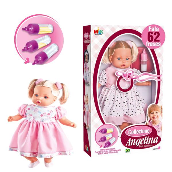 Imagem de Boneca Baby Angelina Loira Fala 62 Frases + Carrinho e Bolsa