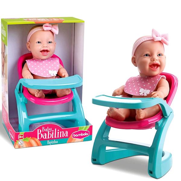 Imagem de Boneca Baby Babilina Papinha Premium com Cadeirão Bambola na Caixa Original