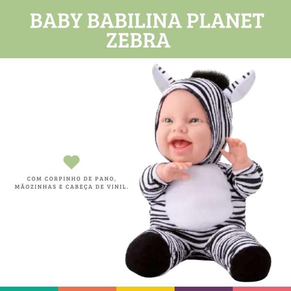 Imagem de Boneca Baby Babilina Planet Zebra Roupa Bichinho - Bambola