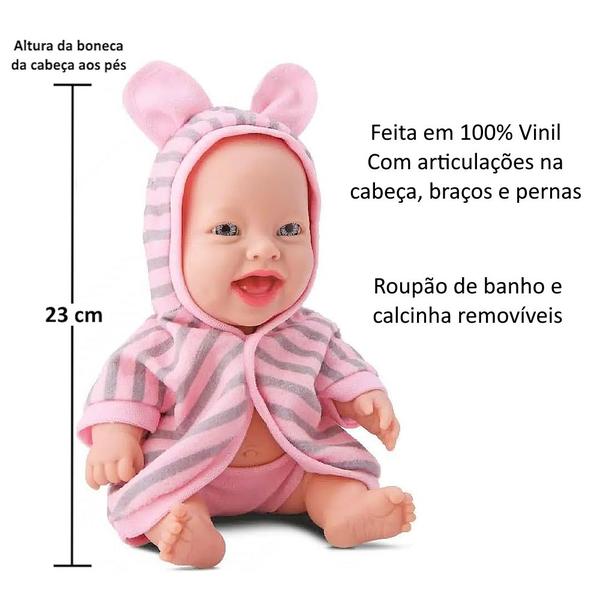 Imagem de Boneca Baby Babilina Roupão de Banho 23cm Vinil Articulada na Caixa Bambola Original