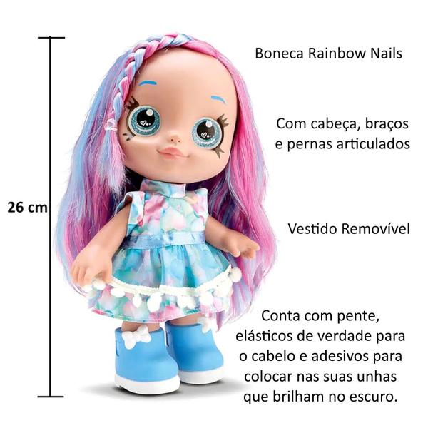 Imagem de Boneca Baby do Olhão Cabelo Colorido Rosa e Azul na Caixa + Acessórios Bambola