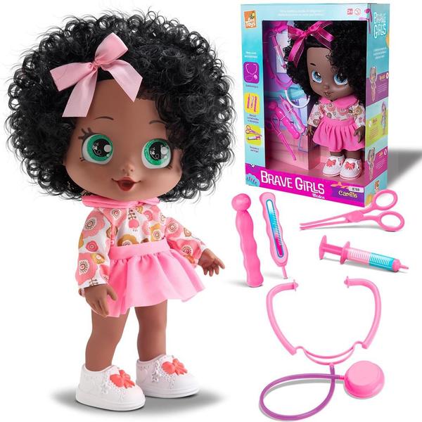 Imagem de Boneca Baby Negra Médica Brave Girls Acessórios - Bee Toys