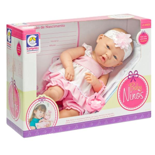 Imagem de Boneca Baby Ninos Coleção Bebê 37cm Infantil Articulada Com Acessórios Original Brinquedos Cotiplás