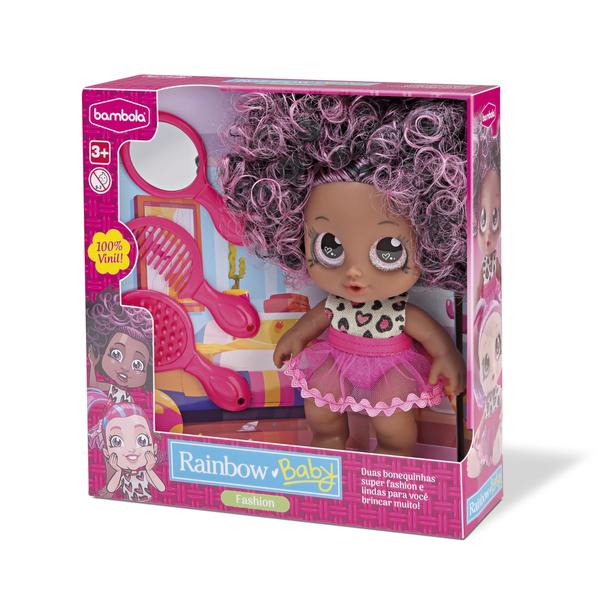 Imagem de Boneca Baby Rainbow Fashion Negra Com Acessórios Bambola