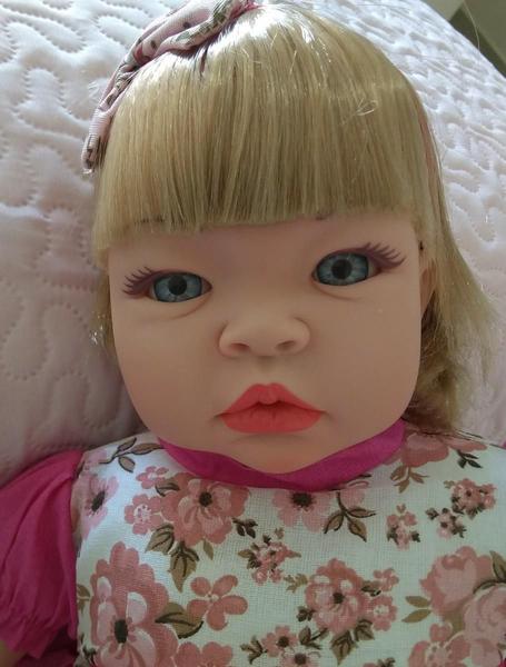 Imagem de Boneca Baby Reborn Loira -Bebe Real Chora + Kit Chupeta