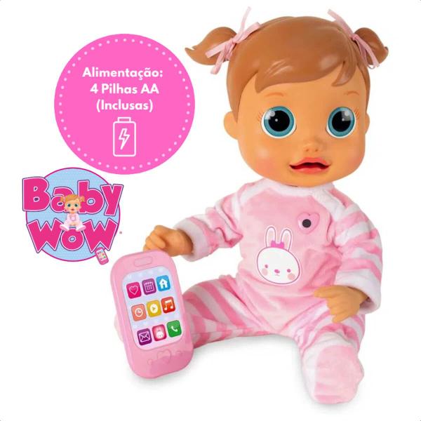 Imagem de Boneca Baby Wow Analu Interativa Brinquedo Menina Bebê Multikids -  BR732