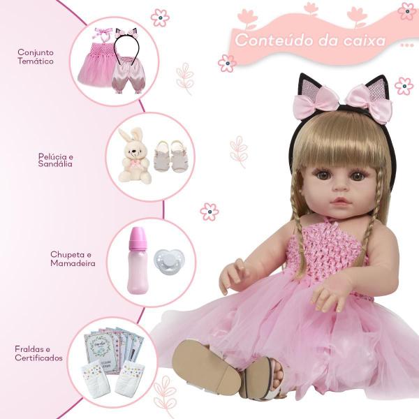 Boneca Bailarina Cegonha Reborn - Vinil Siliconado Bege 46cm - Cegonha Reborn Dolls Imagem de Boneca Bailarina Cegonha Reborn - Vinil Siliconado Bege 46cm