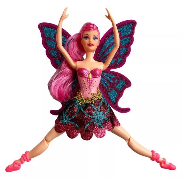 Imagem de Boneca Bailarina Com Asas Ballet Articulada 30cm E Acessório