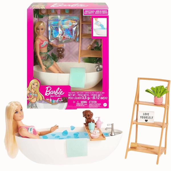 Imagem de Boneca Barbie Banho De Confete Com Pet e Acessórios Mattel