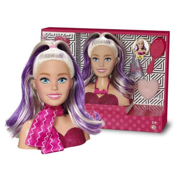 Imagem de Boneca Barbie Busto Cabelo Com Mechas Para Pentear Pupee