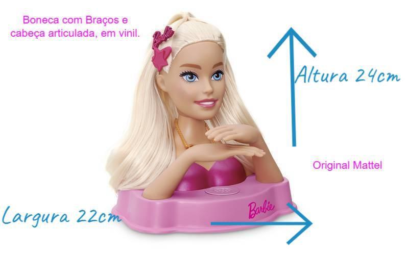 Imagem de Boneca Barbie Busto Styling Head Fala 12 Frases E Acessórios Original Mattel -1291 Pupee Brinquedos