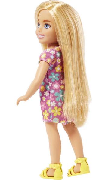 Imagem de Boneca Barbie Chelsea com cabelo loiro comprido e vestido roxo de 6 polegadas