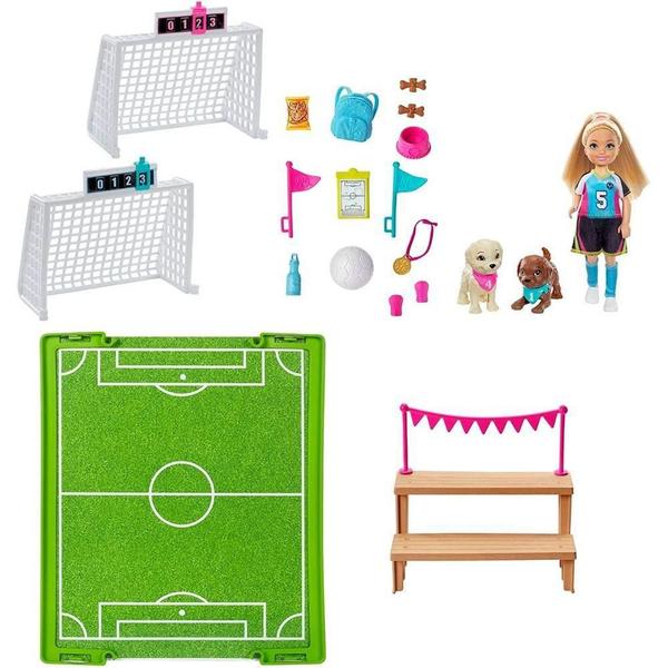 Imagem de Boneca Barbie Chelsea Futebol Com Cachorrinhos GHK37 Mattel