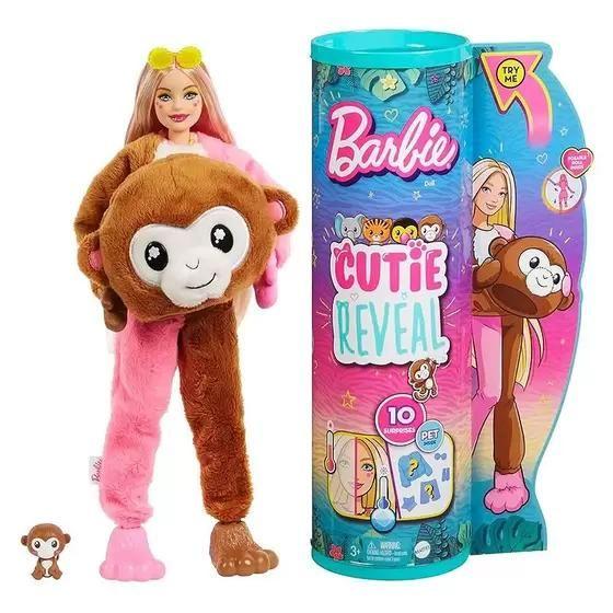 Imagem de Boneca Barbie Cutie Reveal 10 Surpresas com Mini Pet e Fantasia de Macaco Hkr01