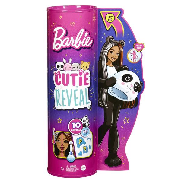 Imagem de Boneca Barbie Cutie Reveal com fantasia de pelúcia Panda com 10 surpresas