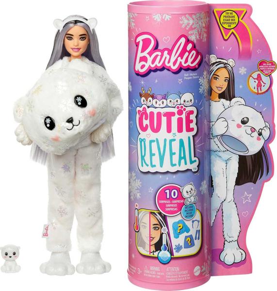 Imagem de Boneca Barbie Cutie Reveal Snowflake Sparkle com urso polar