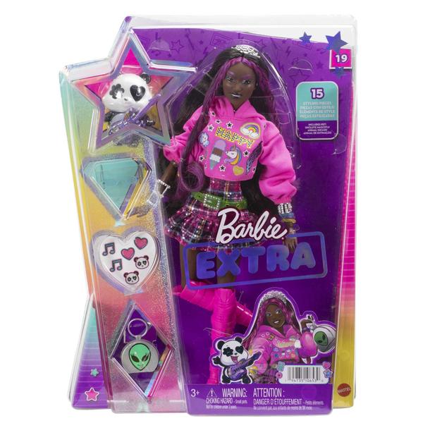 Imagem de Boneca Barbie Extra e acessórios com cabelo listrado rosa