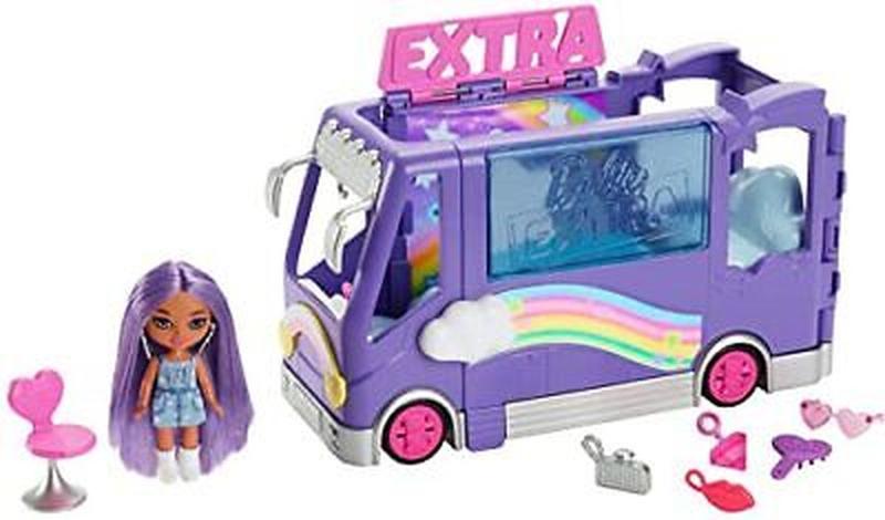 Imagem de Boneca Barbie Extra Mini Com Ônibus Turismo De Luxo Rainbow