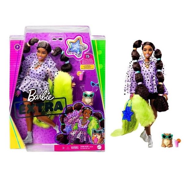 Imagem de Boneca Barbie Extra Negra Com Cachecol Felpo E Animal De Estimação - Mattel