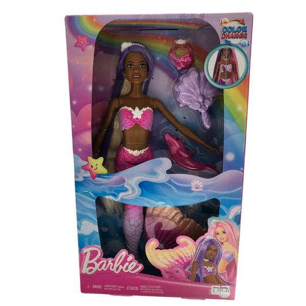 Imagem de Boneca Barbie Fantasia Sereia morena Cores Mágicas Acessório Mattel - 194735183791