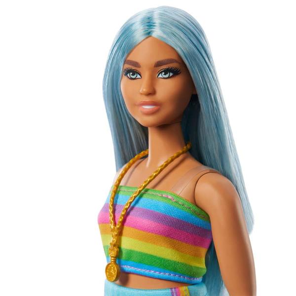 Imagem de Boneca Barbie Fashionista - Cabelo Azul e Vestido Arco-Íris - 218 - Mattel