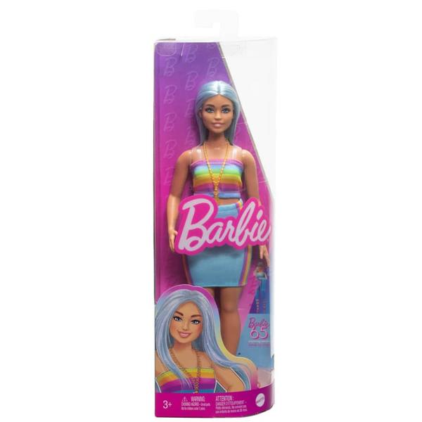 Imagem de Boneca Barbie Fashionista - Cabelo Azul e Vestido Arco-Íris - 218 - Mattel