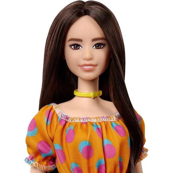 Imagem de Boneca Barbie Fashionista Vestido Laranja de Bolinhas Mattel