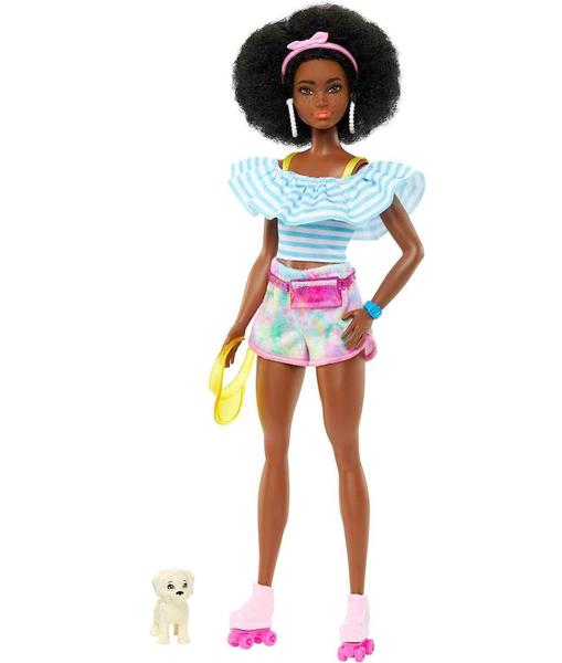 Imagem de Boneca Barbie Filme Negra Patins Pet e Acessórios Mattel