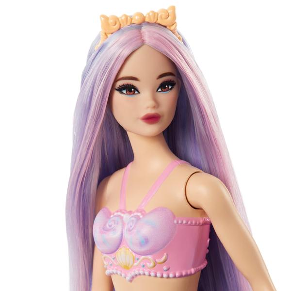 Imagem de Boneca Barbie Mermaid com cabelo e bandana rosa e lilás Fantasy