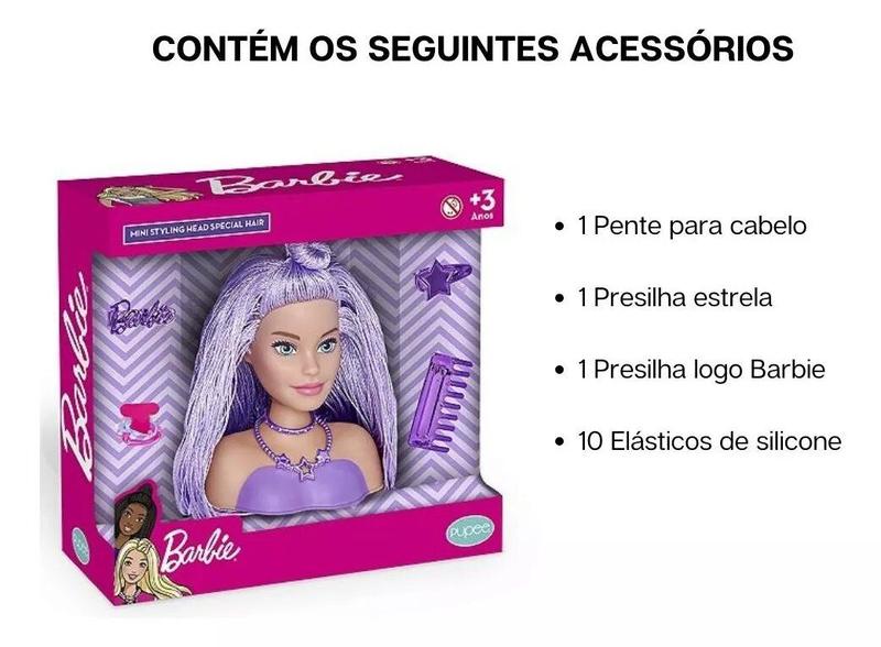 Imagem de Boneca Barbie - Mini Styling Head - Special Hair - C/Acessórios