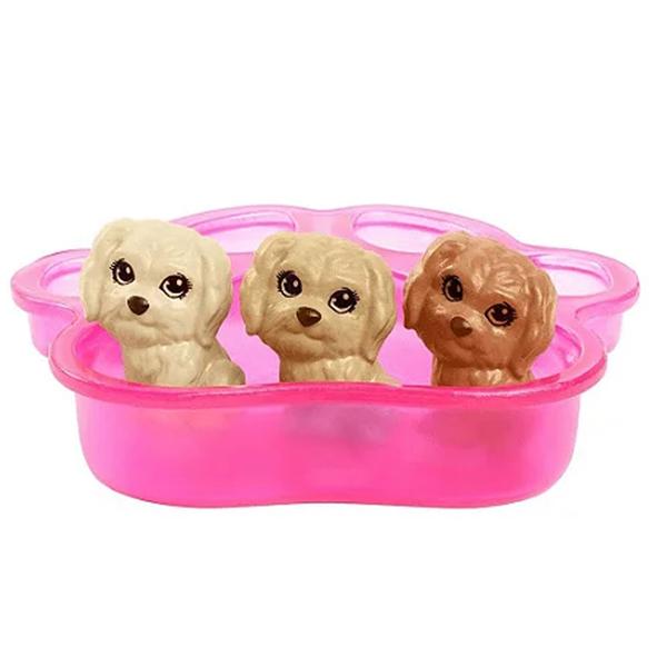 Imagem de Boneca Barbie Morena Articulada Pets Cachorrinhos Recém-Nascidos Brincadeira Menina Mattel - HCK76