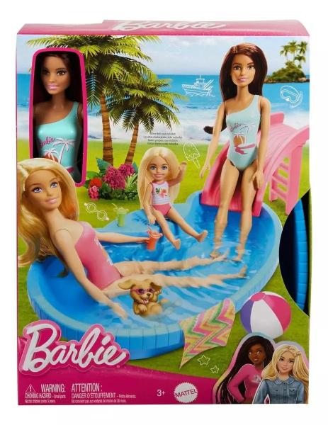 Imagem de Boneca Barbie Na Piscina Com Acessórios Morena Maiô Verde - Mattel