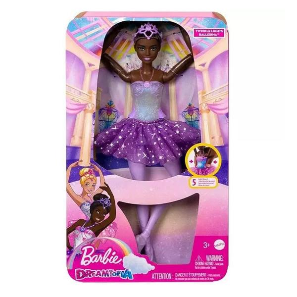 Imagem de Boneca Barbie Negra Bailarina Dreamtopia Luzes Brilhantes Mattel