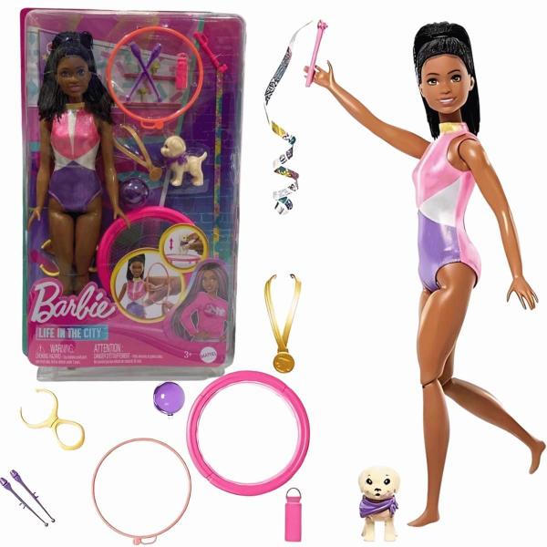 Imagem de Boneca Barbie Negra Ginasta Com Pet E Acessórios 3+ Mattel