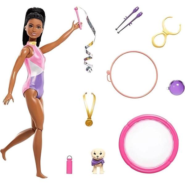 Imagem de Boneca Barbie Negra Ginasta Com Pet E Acessórios 3+ Mattel