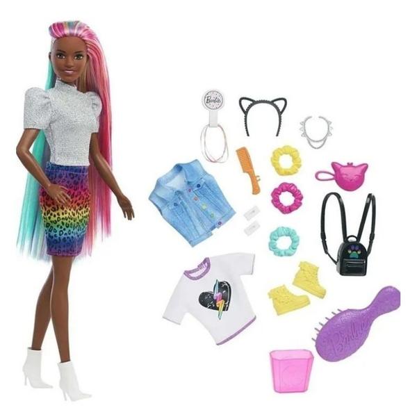 Imagem de Boneca  barbie  peteado de  oncinha negra grn82 - mattel