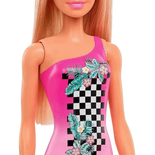 Imagem de Boneca Barbie Praia Loira Maiô Rosa Com Azul Ghw37 - Mattel GHH38