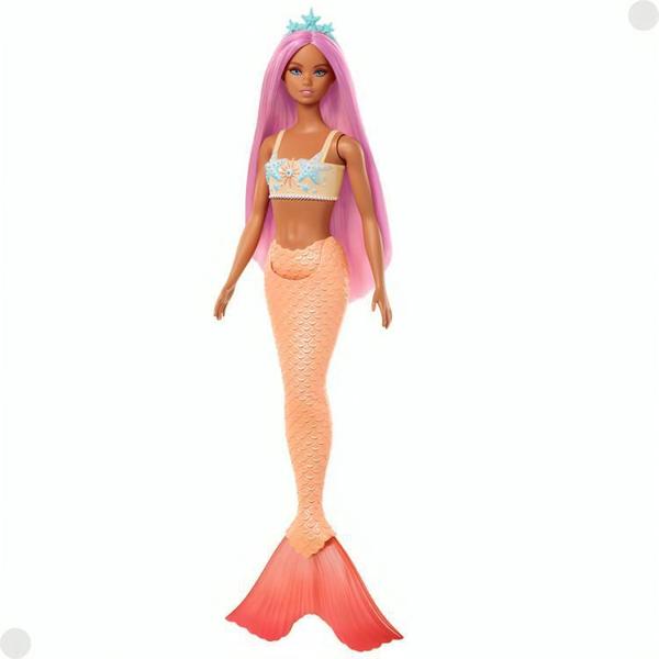 Imagem de Boneca Barbie Sereia Cauda Laranja Cabelo Rosa Hrr02 Mattel