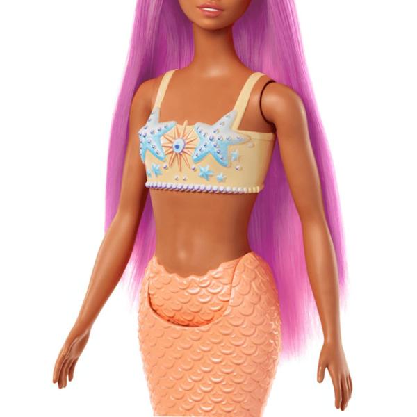 Imagem de Boneca Barbie Sereia Cauda Laranja Cabelo Rosa Mattel