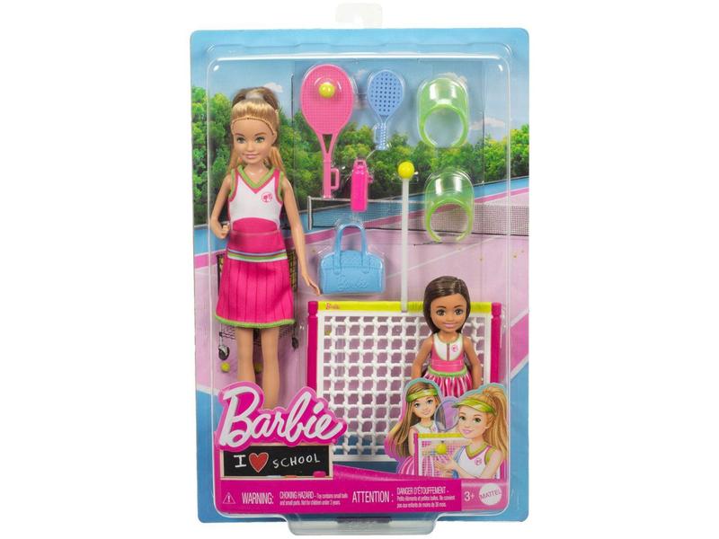 Boneca Barbie Stacie & Chelsea Conjunto de - Brinquedo Aulas de Tênis com Acessórios 2 Unidades - Mattel Imagem de Boneca Barbie Stacie & Chelsea Conjunto de - Brinquedo Aulas de Tênis com Acessórios 2 Unidades